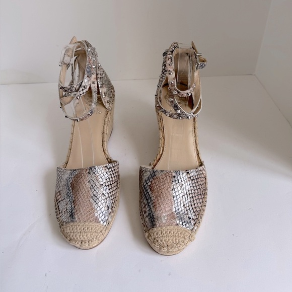 Vince Camuto Vanissa Snake spring Leather Espadrille Wedges Size 8